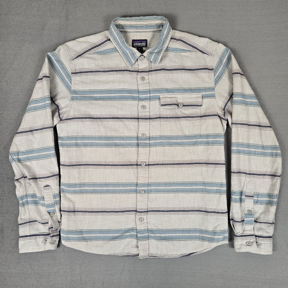Patagonia Fjord Flannel Shirt Mens Small Blue Gray Lightweight Cotton 54020